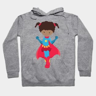 African American Girl, Superhero Girl, Red Cape Hoodie